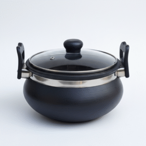 Black Mitti Handi with Glass Lid